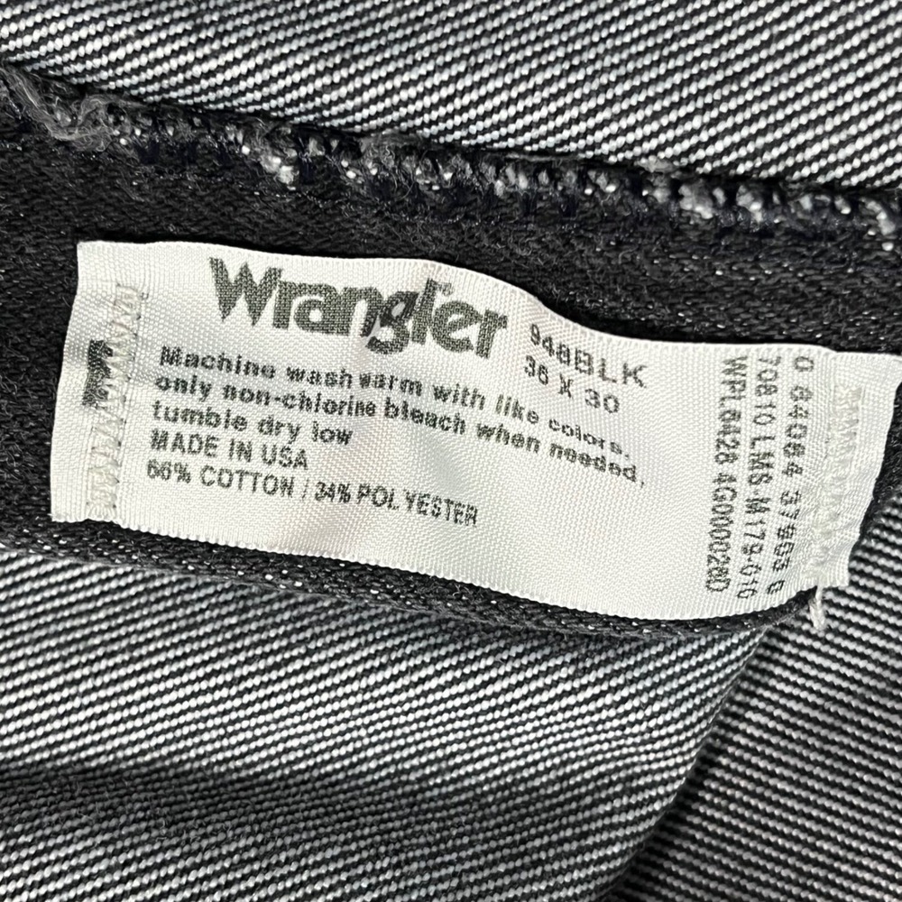 Vintage Wrangler Jeans Black Denim Straight Leg 948BLK 80s Mens Size 36x30 - Picture 8 of 9